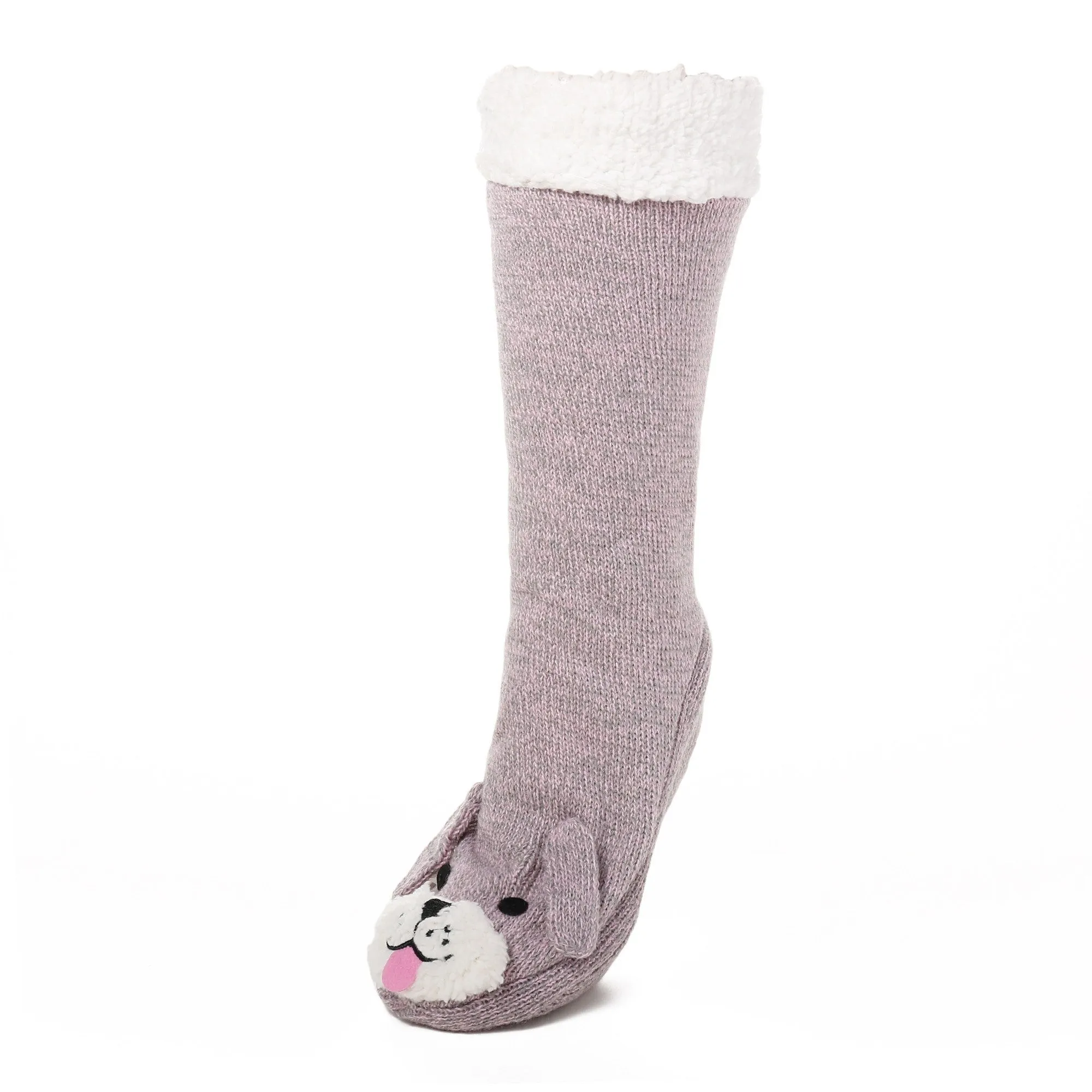 Women's Cute Knit Dog Slipper Socks