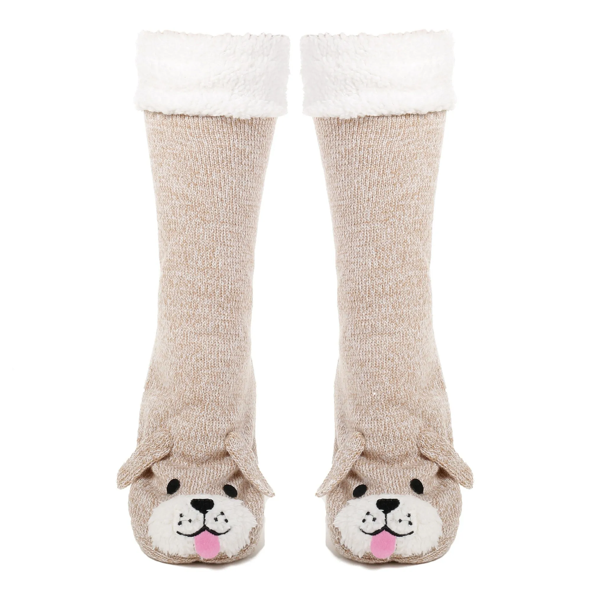 Women's Cute Knit Dog Slipper Socks