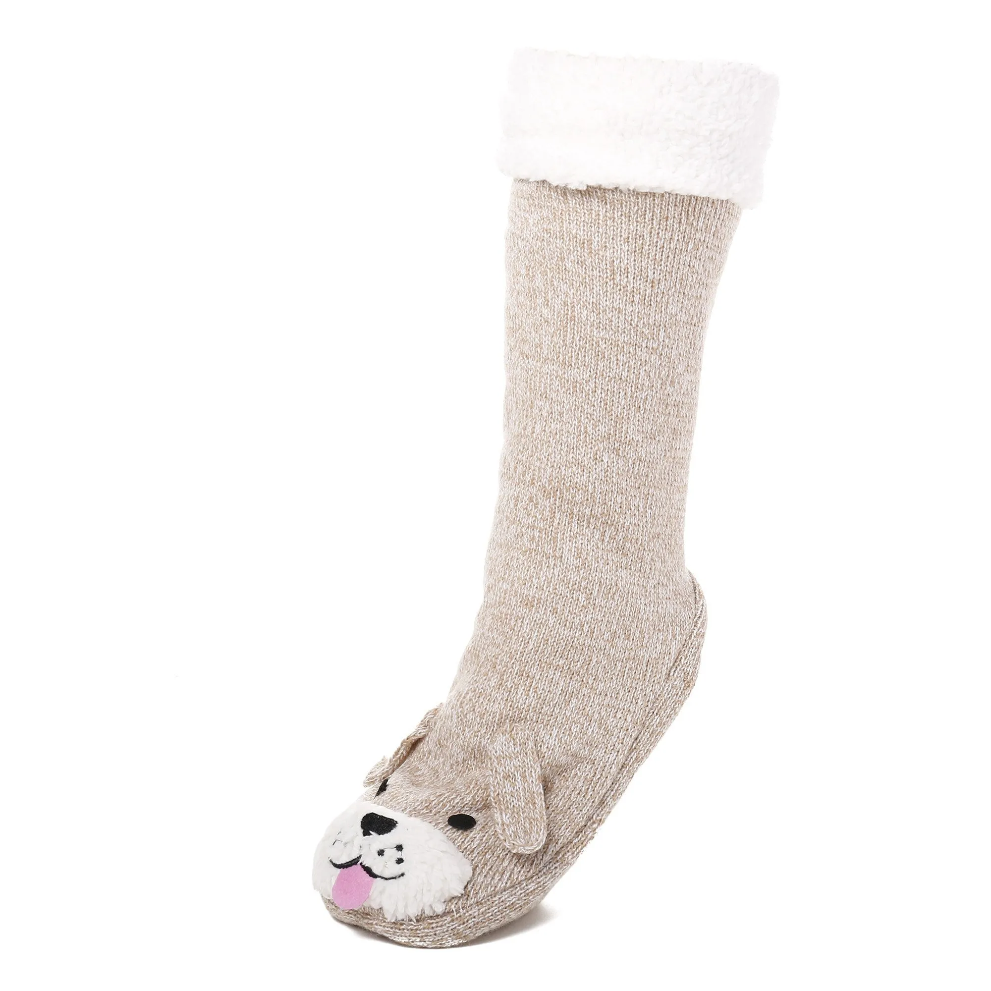 Women's Cute Knit Dog Slipper Socks