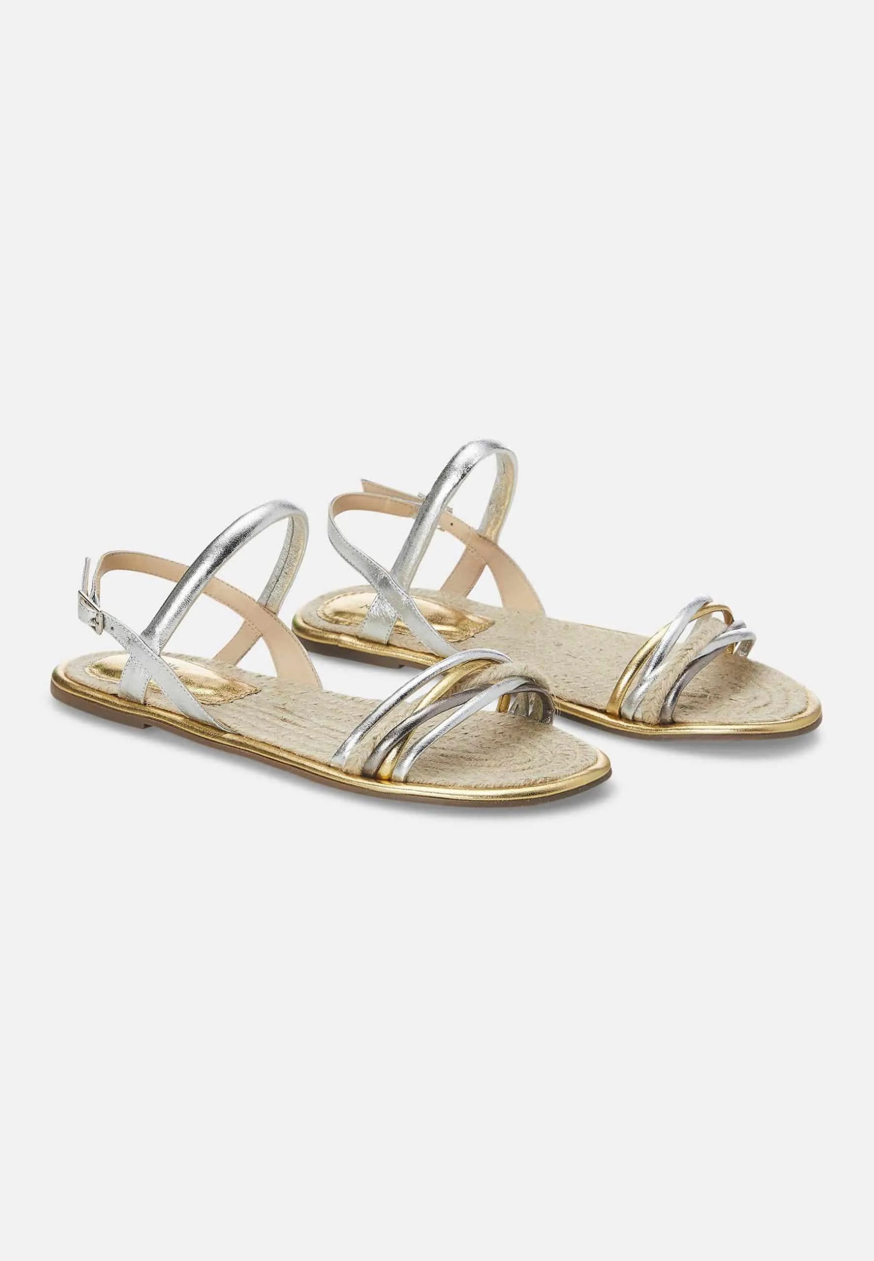 Women's Flat Golden Raffia Sandals