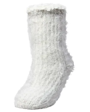 Women's Furry Sherpa-Lined Winter Crew Slipper Sock