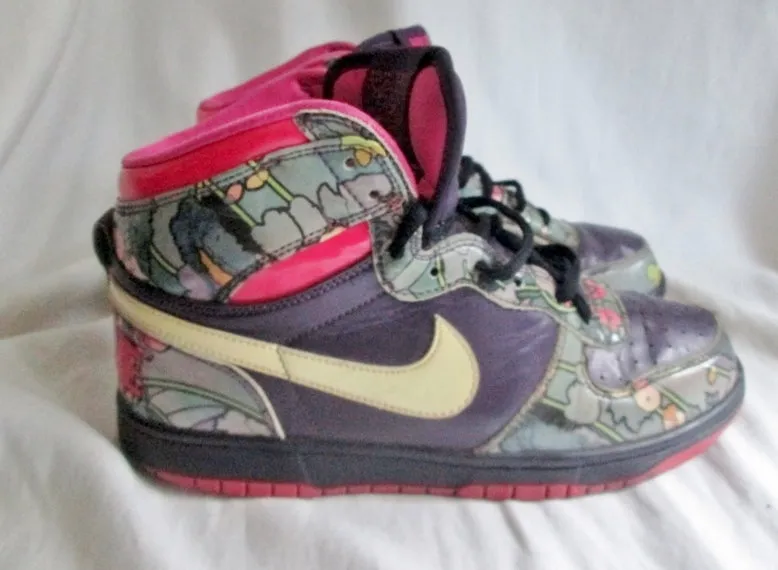 Womens Nike DUNK GRAND HIGH 358858-511 Hi-Top Basketball Sneaker 9 PURPLE PINK FLORAL