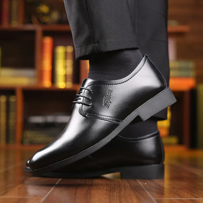 Yeknu Classic Business Dress Formal Black Men Oxford Wedding Footwear Leather Suits Breathable Casual Pointed Shoes 8222