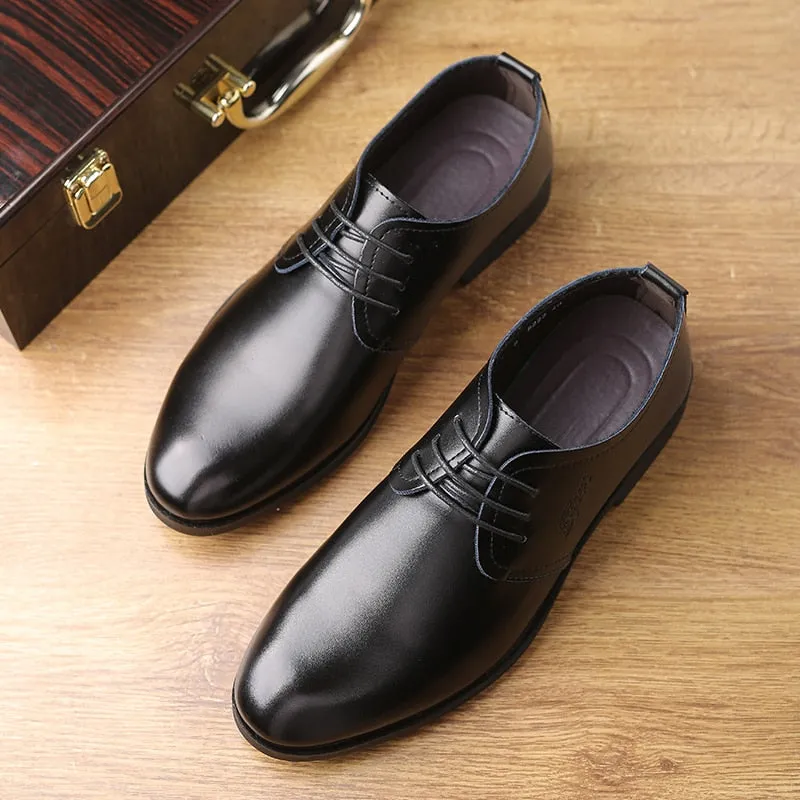 Yeknu Classic Business Dress Formal Black Men Oxford Wedding Footwear Leather Suits Breathable Casual Pointed Shoes 8222